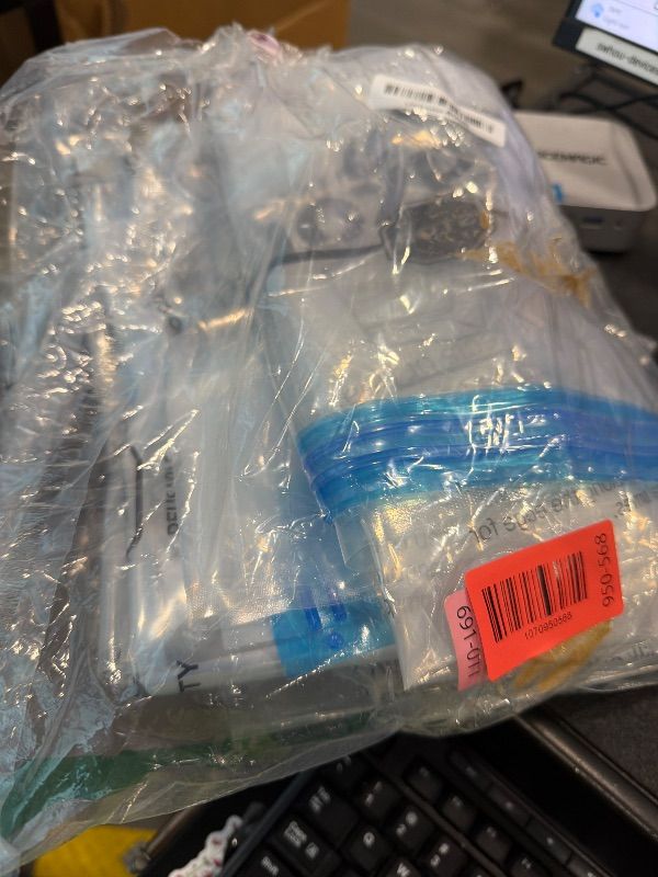 Photo 1 of *MISSING PARTS - see clerk notes*
Amazon Basics Vacuum Storage Bags for Clothes, Compression Zipper with Hand Pump, Medium, White, Sky Blue, 5-Pack