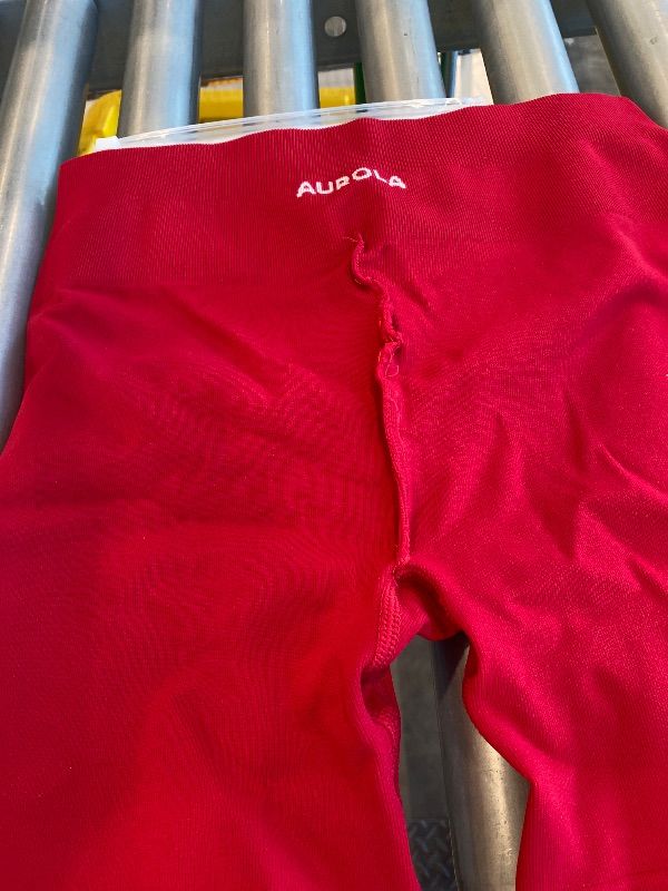 Photo 1 of *Minor Damaged - Check clerk notes*
AUROLA Power Scrunch Butt Workout Shorts for Women Seamless Gym Shorts High Waist Tummy Control Yoga Biker Shorts,Flame Red, Size Large