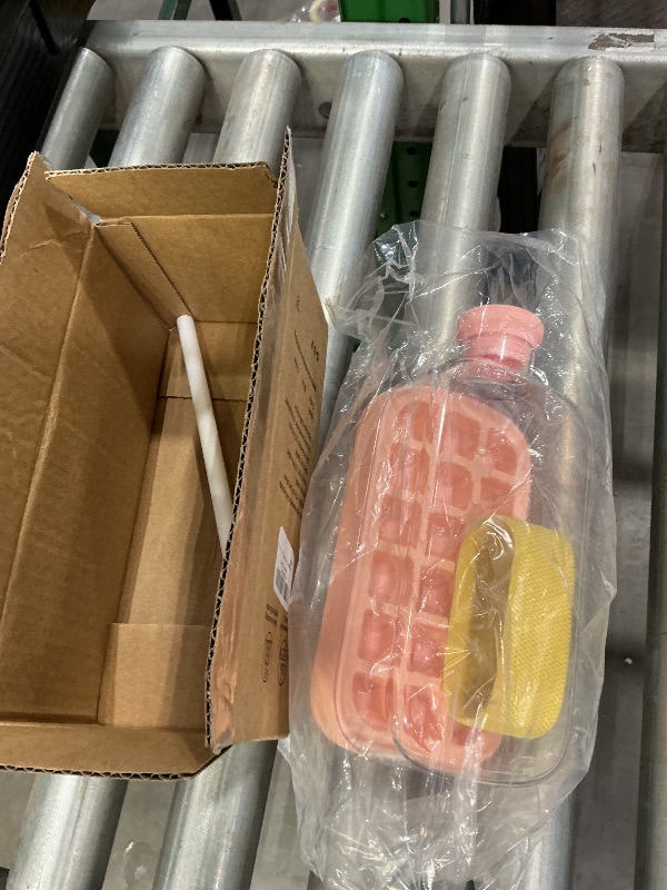 Photo 1 of 800ML My Crush Cup, YFJOLEN 2 in 1 Ice Cube Water Bottle with Straw for Cool Summer, Zero Touch Press Ice Cube Mold Tray for Coffee Juice Gym Outdoor Travel