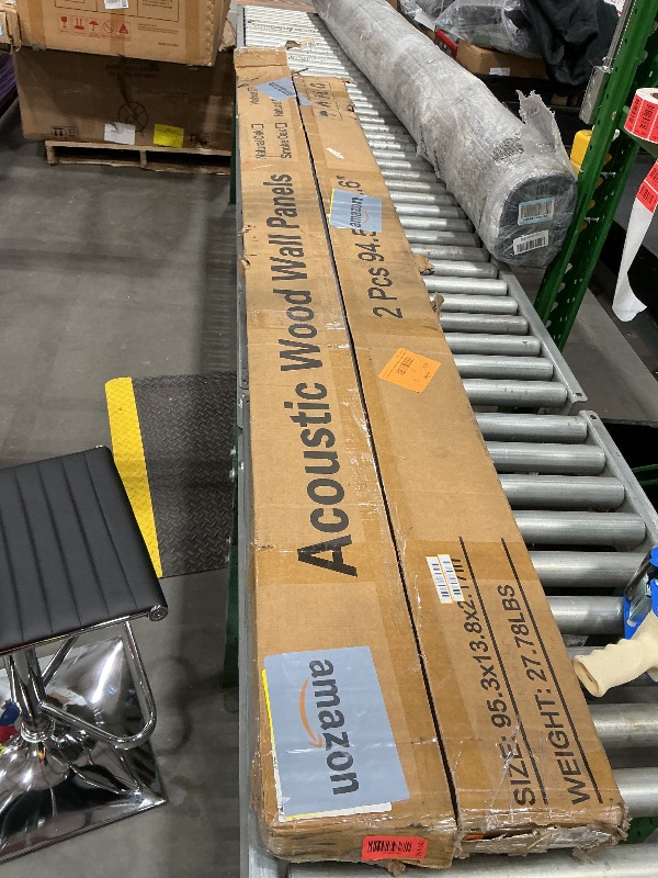 Photo 1 of *MINOR DAMAGE* Art3d Slat Wood Wall Paneling for Interior and Ceiling Decoration - Pack of 4pcs + 1pc End-Trim, Size 108 x 5.7in.- Walnut *READ CLERK NOTES*