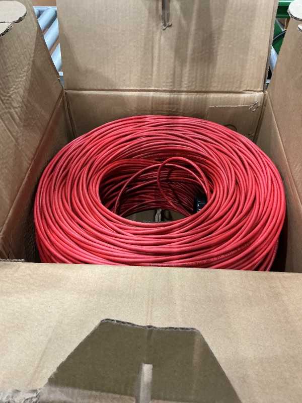 Photo 1 of 1000ft Red Cat5e Plenum UTP Solid Copper 24AWG 350MHz High Speed LAN Network Ethernet Wire Internet Patch Cable UL ETL CMP