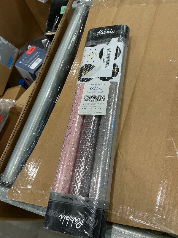 Photo 1 of *Factory Sealed*
Ribbli Rose Gold Pink Birthday Wrapping Paper Mini Roll, 3 Rolls Grey Pink Black Geometry Pattern with Rose Gold Foil for Valentines Day Mothers Day Wedding - 17 inch x 120 inch(10feet) Per Roll