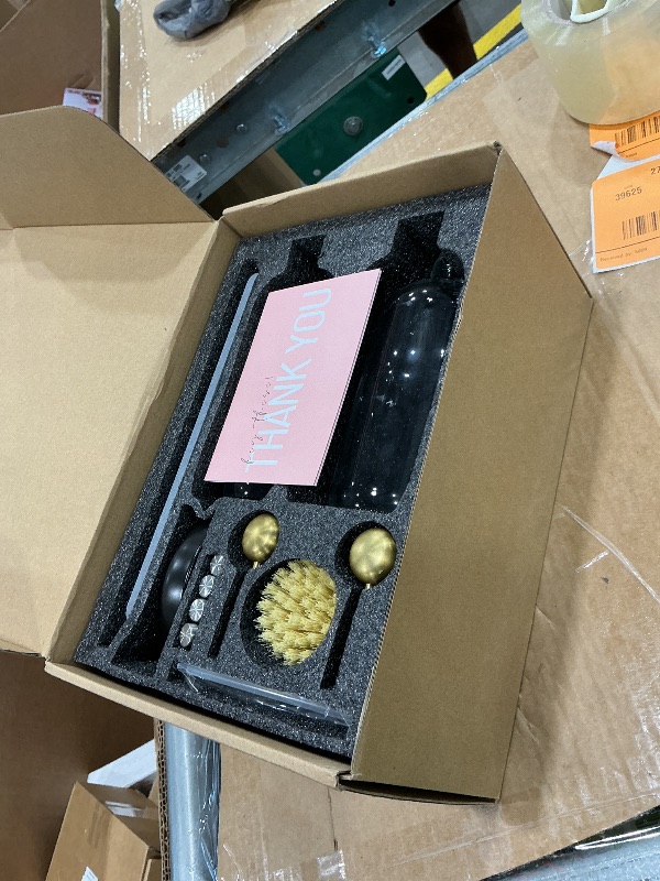 Photo 1 of [Luxury] Kitchen Soap Dispenser Set - 16OZ Clear Glass Bottle, Stainless Steel Pump, Instant Dry Tray, Waterproof Labels, Non-Slip Silicone Pad, and Dish Brush | Upgrade for Your Kitchen and Bathroom