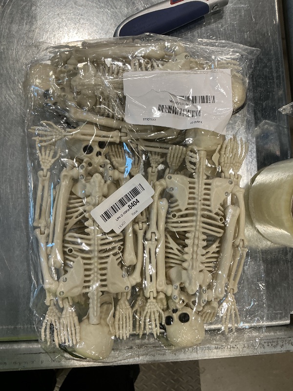 Photo 1 of 6 Packs Halloween Skeletons, 16 Inch Posable Skeletons Halloween Decorations with Movable Posable Joints, Full Body Mini Plastic Skeleton for Yard Garden Lawn Haunted House Graveyard Props Decor