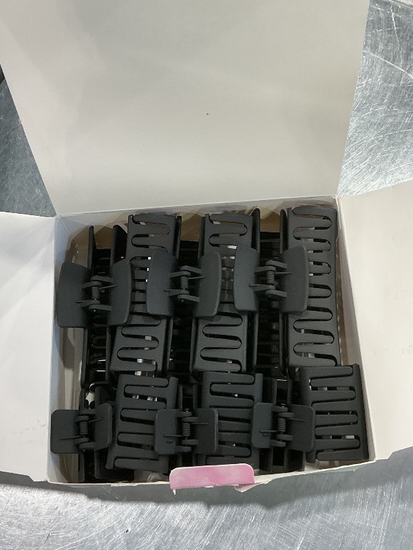 Photo 1 of 12 Pack Black Square Claw Clips, Big and Small Neutral Rectangle Hair Claw Clips, Non-slip Matte Large Hair Clips for Women,Strong Hold jaw clip for Thick Thin Hair