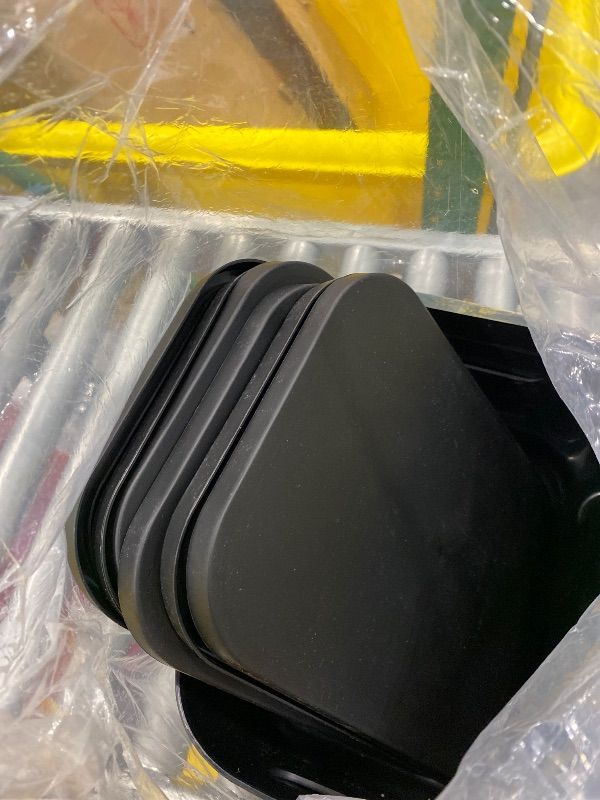 Photo 1 of *Minor Damaged*
ORGIDOL 8 Pack Black Storage Bins with Lids Stackable Storage Container for Organizing, Black Storage Boxes with Handle for Shelves, Cute Organizer Bins for Craft, Snacks, 9.85x6.9x5.7 inch