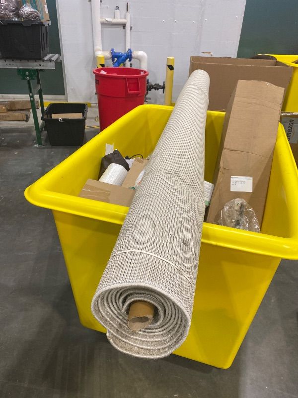 Photo 1 of **MINOR DAMAGE - Has Been USED**
Loloi Chris Loves Julia Calvin Collection CLV-02 Ivory/Oatmeal 7'-10" x 10' Area Rug Checkered Neutral Soft Living Room Bedroom Carpet