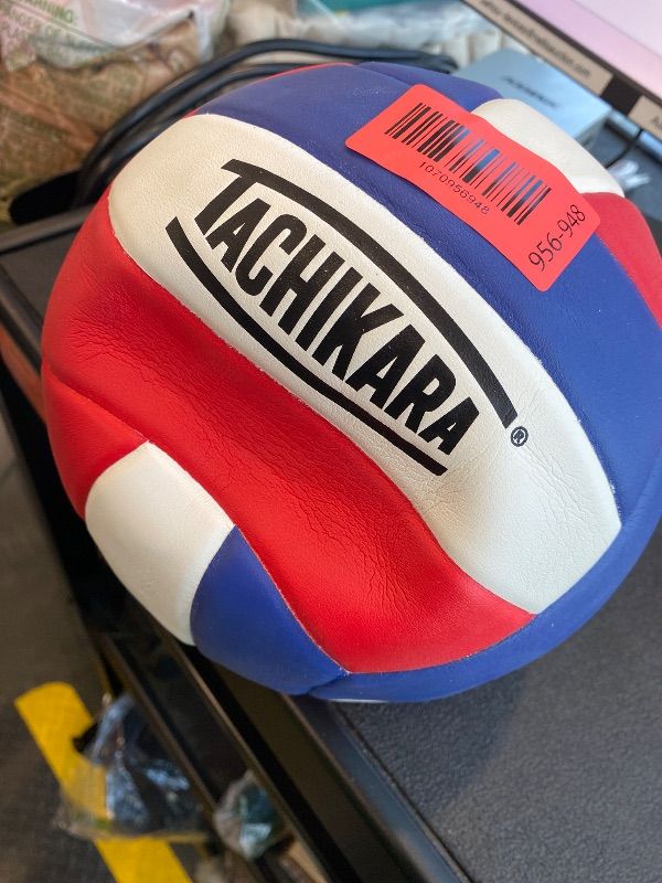 Photo 1 of **UNTESTED**
Tachikara SV18S Composite Leather Volleyball (Red White and Blue) , SCARLET/WHITE/ROYAL
