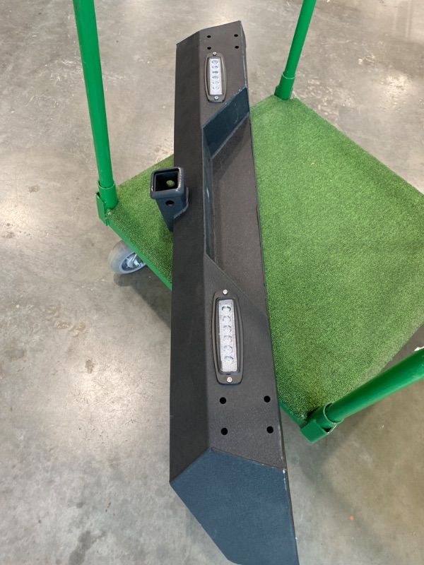 Photo 1 of **UNTESTED & Missing Parts**
ECOTRIC Rear Bumper Compatible With 1987-2006 Jeep Wrangler YJ TJ w/ 2 LED Lights & 2" Hitch Receiver D Rings Steel Rear Bumper