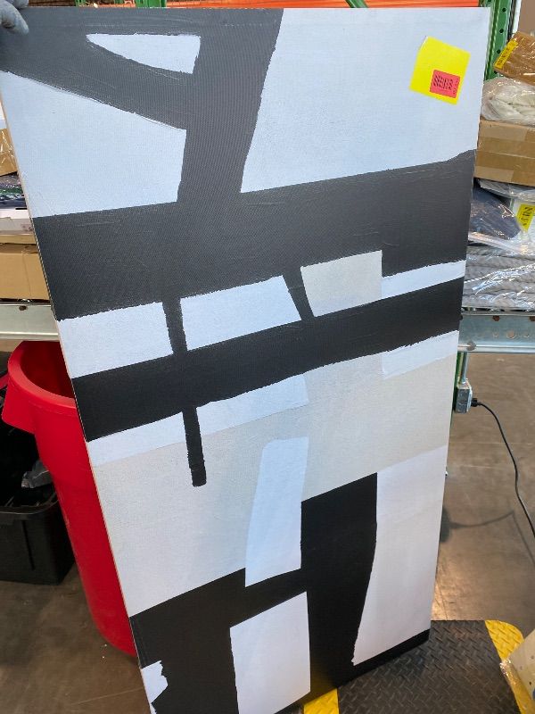 Photo 1 of **MINOR DAMAGE**
QSQ Large Abstract Wall Art, 29 x 58 Inch, Modern Painting, Black White, Living Room, Office, Bedroom Decor