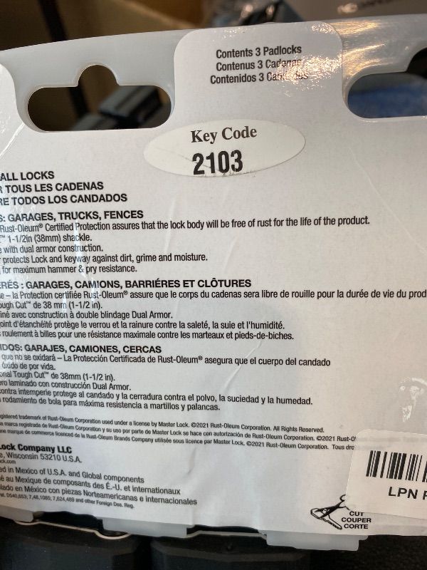 Photo 1 of **MISSING PARTS**
Master Lock Black Magnum Keyed-Alike Padlocks with All-Weather Cover, Outdoor Lock for Fence or Gate with a 1-7/8 Inch Lock Body and 1-1/2 Inch Shackle, 3-Pack
