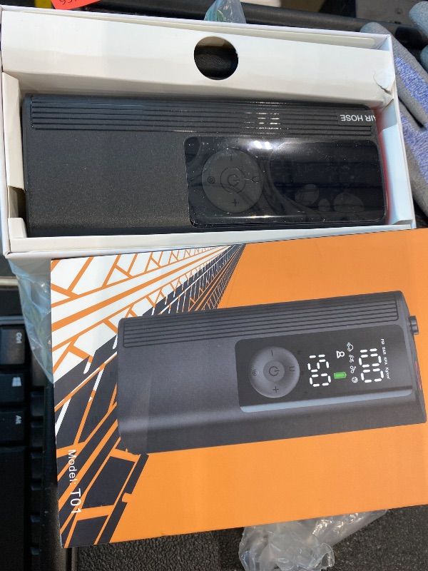 Photo 1 of *MISSING PARTS UNKNOWN*
Anycash Tire Inflator Portable Air Compressor, 150PSI Air Pump for Car Tires with Pressure Gauge, Fast Tire Inflator for Car, Motorcycle, Bicycle, Balls, LED Light and Auto Shut-Off