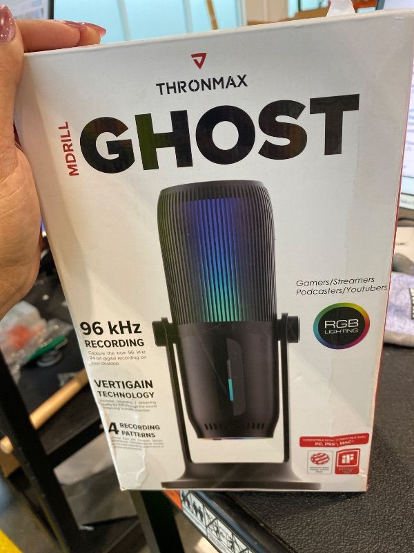 Photo 1 of *UNTESTED*
THRONMAX M2 Ghost RGB Condenser Microphone for Professional Quality Streaming and Recording|Gaming Mic for PC, PS4 and Mac|Voice-Isolating Technology|USB-C Output|4 Pickup Patterns|96Khz 24 Bit,Black