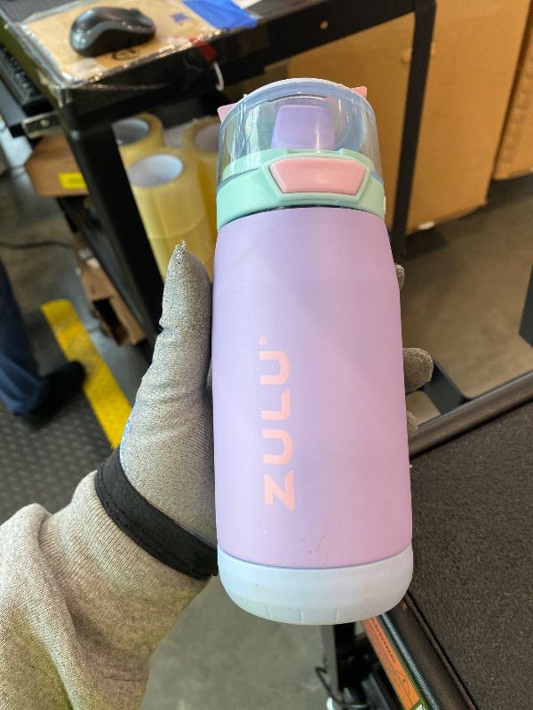 Photo 1 of *MINOR DAMAGE - USED*
ZULU Kids Flex 12oz Stainless Steel Insulated Water Bottle, Toddler Cup with Silicone Spout, Leak-Proof Locking Flip Lid and Carry Loop for School Backpack, Lunchbox, and Outdoor Sports, Sugar Fairy