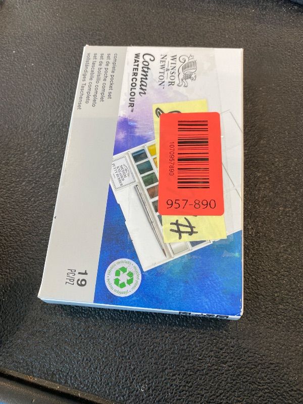 Photo 1 of *MINOR DAMAGE - USED*
Winsor & Newton Cotman Watercolor Paint Set, Complete Pocket Set, 16 Half Pan w/ Brush, Eraser, Mixing Palette