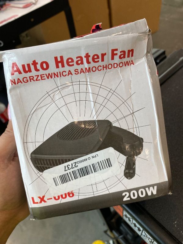 Photo 1 of *UNTESTED*
12V 200W Portable Car Heater, Car Windshield Defogger Defroster with 360 Degree Rotary & Cigarette Lighter Plug-in, 2 in 1 Auto Windscreen/Window Heater Fast Heating & Cooling Fan