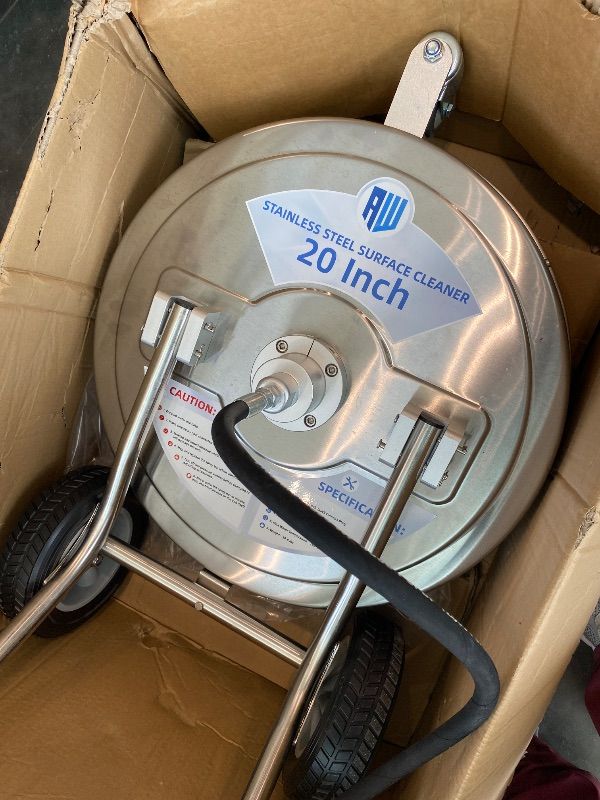 Photo 1 of [Needs Repairs] RIDGE WASHER 20’’ Surface Cleaner Dual Handle, Stainless Steel Bigger Stable Wheels Pressure Washer Surface Cleaner, Power Washer Surface Cleaner for Cleaning Driveways, Sidewalks, Patios