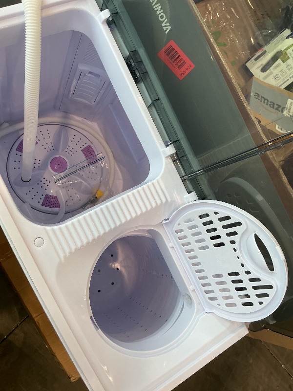Photo 1 of **Untested**
Elevon Portable Washing machine, 20lbs Mini Compact Laundry Washing Machine, Twin Tub 12lbs Washer & 8lbs Spinner, Clothes Washer Machine with Drain Pump for Apartment, Dormitory and RVs