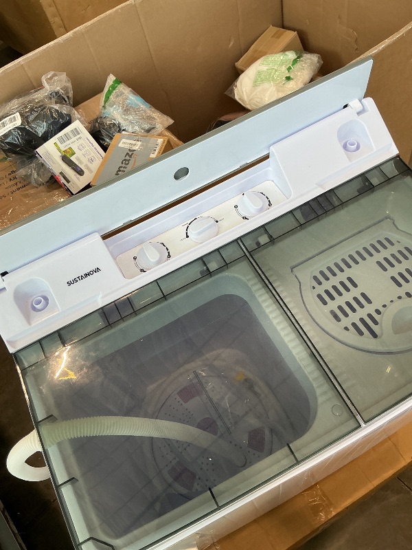Photo 1 of **Untested**
Elevon Portable Washing machine, 20lbs Mini Compact Laundry Washing Machine, Twin Tub 12lbs Washer & 8lbs Spinner, Clothes Washer Machine with Drain Pump for Apartment, Dormitory and RVs