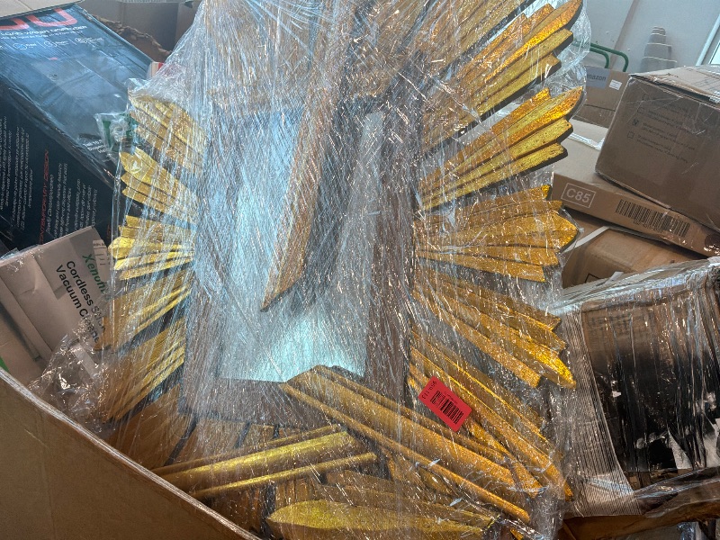 Photo 1 of [DAMAGED] Creative Co-Op Sunburst Rectangular Wall Mirror, Gold