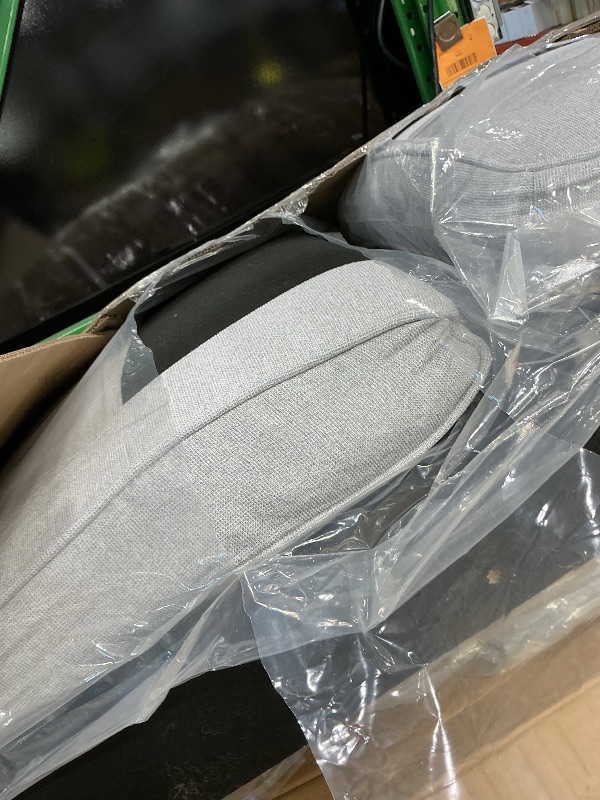 Photo 1 of ***PARTIAL SET*** Favfurish 114.2" Linen Upholstered Sofa with Console and 2 USB Ports Wired or Wirelessly Charged,Modern 4-Seat Couches W/ 4 Pillows and Two Cupholders,for Living Room,Apartment,Light Gray