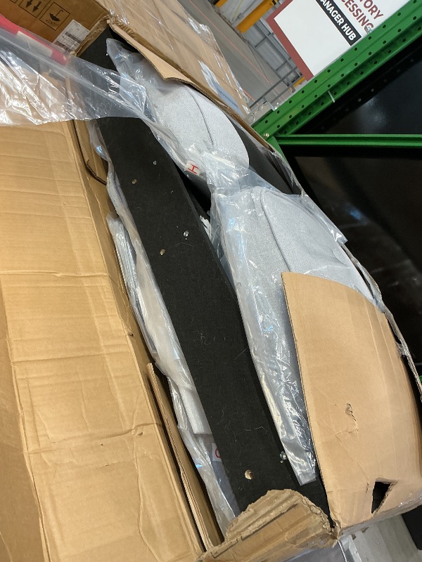 Photo 1 of ***PARTIAL SET*** Favfurish 114.2" Linen Upholstered Sofa with Console and 2 USB Ports Wired or Wirelessly Charged,Modern 4-Seat Couches W/ 4 Pillows and Two Cupholders,for Living Room,Apartment,Light Gray