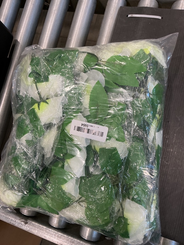 Photo 1 of 10PCS Fake Rose Garland, 7.5Ft Artificial Vines Flowers Hanging Rose Vine for Table Wedding Backdrop Arch Wall Party Mantle Festival Decor (Light White)