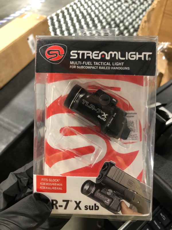 Photo 1 of ** MISSING BATTERY**
Streamlight 69400 TLR-7 X sub 500-Lumen Tactical Weapon Light Designed Exclusively and Solely for Railed Glock 43X Mos/48 Mos/43X Rail/48 Rail subcompact Handguns with Mounting Kit and Keys, Black
