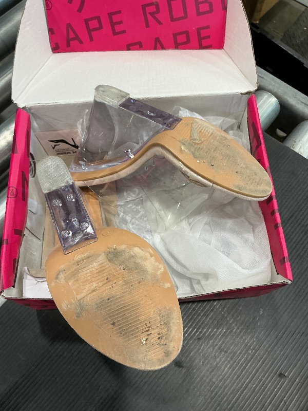 Photo 1 of *Minor Damage*
Women's Clear Wedge Heels - 4 Inch Open Toe Chunky Heels with Transparent Upper & Genuine Leather Sole | Slip-On Comfortable Dress Shoes | Fashion Platform Sandals (Lemonade.A) - Beige 8