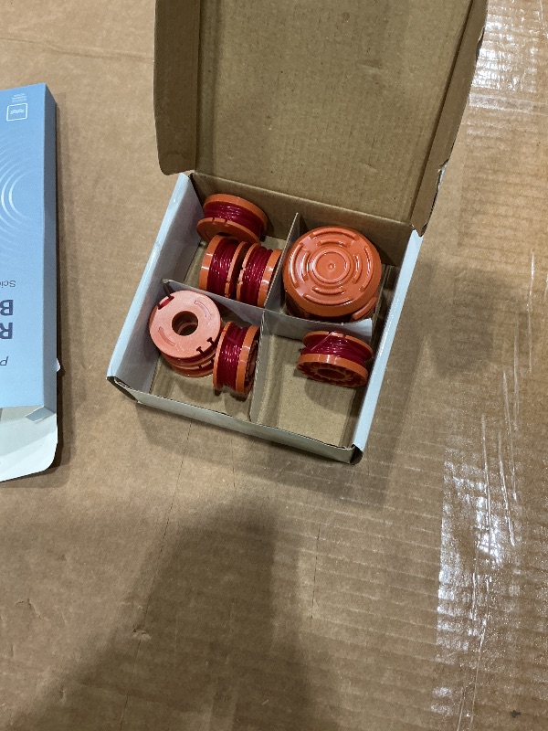 Photo 1 of *Missing Parts*
A ANLEOLIFE 10 Pack WA0010 Weed Eater Line Spool for Worx String Trimmers, 10ft 0.065" Auto-Feed Replacement Spools(8 Spools + 2 Cap)