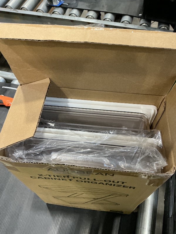 Photo 1 of 1 Pack 2-Tier Bathroom Organizers and Storage, Clear Under Sink Organizer Vanity Countertop Storage Pantry Organizers, Pull-Out Cabinet Organizer With Track For Bathroom, Kitchen, Pantry