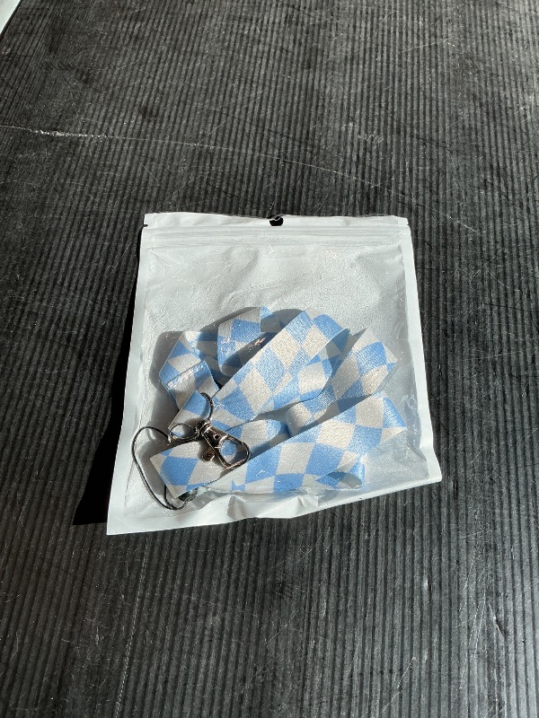 Photo 1 of *Missing Parts*
ID Badge Holder with Lanyard,Fashionable Retractable Badge Holders Reels with Lanyards Adjustable, for Women Kids Teacher Nurses Doctor Student(Blue White Checkerboard)