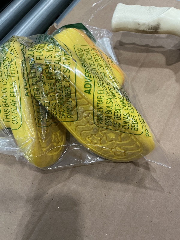 Photo 1 of **MINOR DAMAGED**
FUNCOO PLUS Toddler Kids Rain Boots Baby Rain Shoes Children Easy On Waterproof Boots for Boys and Girls, Yellow Lion, Toddler Size 7