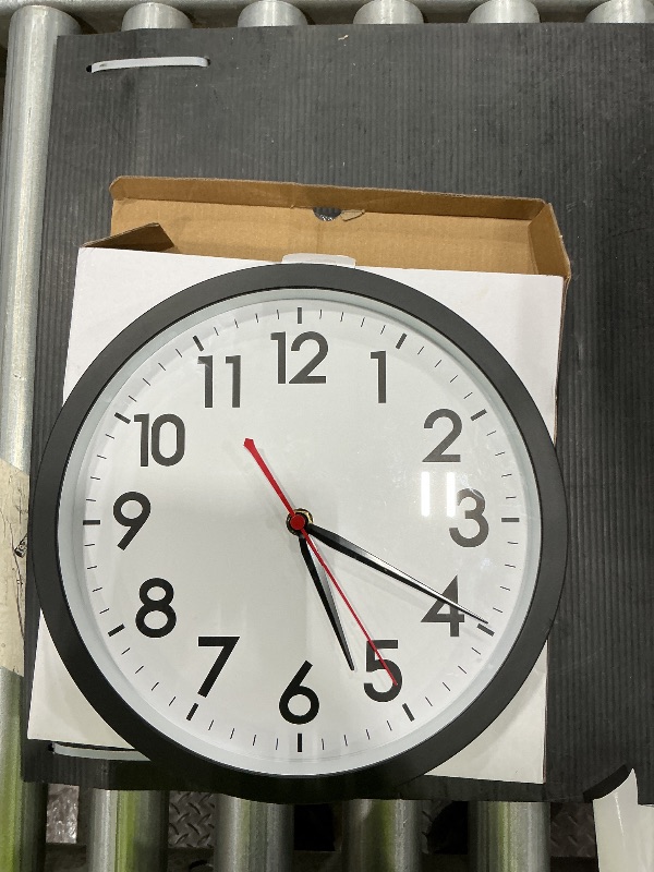 Photo 1 of *Untested*
AKCISOT Wall Clock 10 Inch Silent Non-Ticking Modern Clocks Battery Operated - Analog Small Classic for Office, Home, Bathroom, Kitchen, Bedroom, School, Living Room(Black)