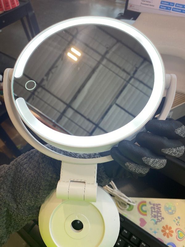 Photo 1 of **SEE CLERK NOTES**1X 10X Magnifying Shower Mirror with Lights, Rechargeable Lighted Manification Shaving Mirror No Drilling Locking Suction Mount, Double Sided 360° Bathroom Mirror for Men, Tabletop Makeup Mirror
