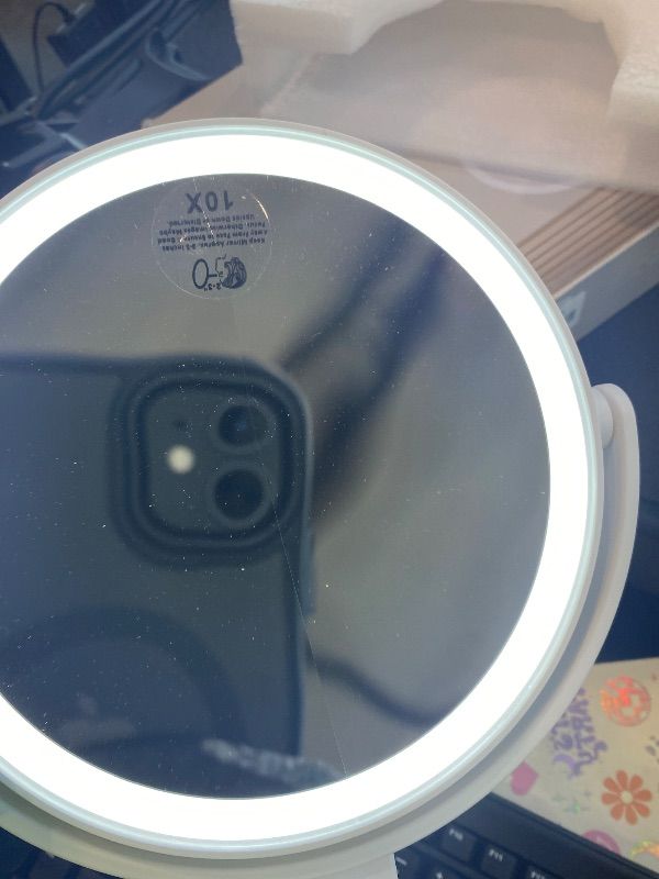 Photo 1 of **SEE CLERK NOTES**1X 10X Magnifying Shower Mirror with Lights, Rechargeable Lighted Manification Shaving Mirror No Drilling Locking Suction Mount, Double Sided 360° Bathroom Mirror for Men, Tabletop Makeup Mirror