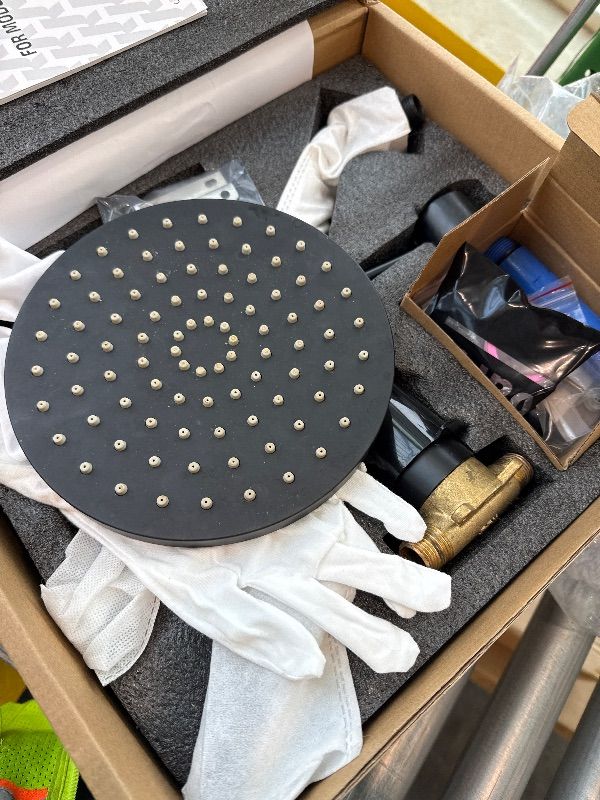 Photo 1 of **UNTESTED**
KES Shower Faucets Sets Complete Rain Shower Head Shower Valve and Trim Kit Wall Mount Pressure Balance Black Shower System, XB6202F18-BK