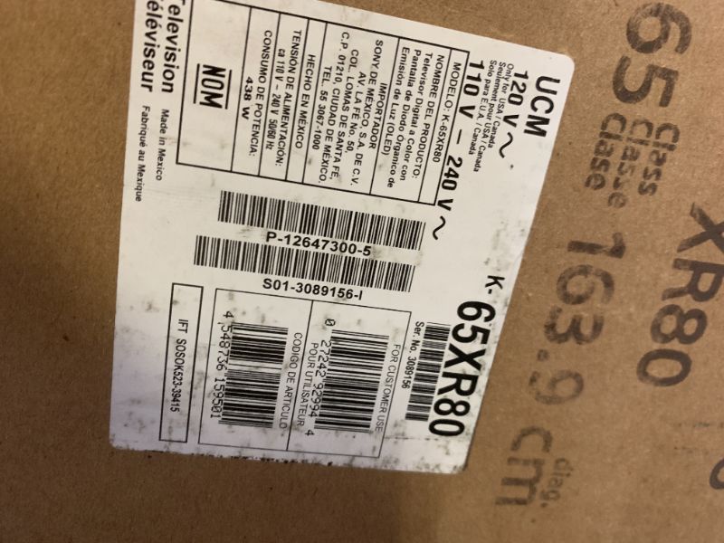 Photo 1 of Sony 65 Inch OLED 4K Ultra HD TV BRAVIA 8 Smart Google TV with Dolby Vision HDR and Exclusive Features for PlayStation 5 (K-65XR80)