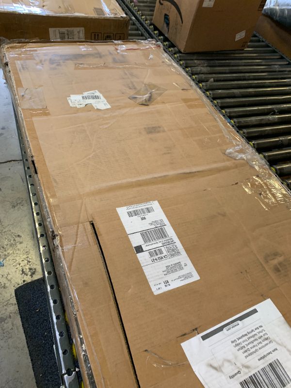 Photo 1 of GarveeHome Upholstered Canopy Bed Frame Queen Size with Headboard, Button Tufted, Nailhead Trim Design, No Box Spring Required, Dark Grey(Shipped in 2 Boxes)