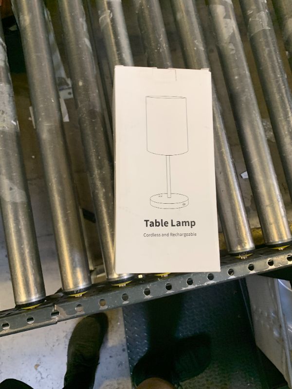 Photo 1 of KDG Simple Cordless Table lamp, Portable Bedside 5000mAh LED Desk Lamp, 3 Brightness Levels Emergency Light, Linen Lampshade for Living Room, Bedroom, Dining Room, Night Light (Black)