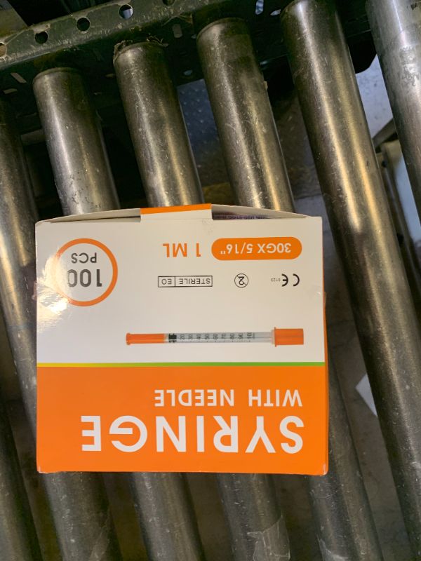 Photo 1 of 100 Pack 1ml Syringes with Needle-30Ga 5/16 Inch, Individually Sealed Packaging