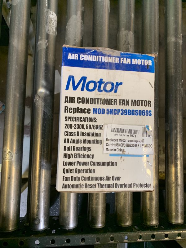 Photo 1 of Condenser Fan Motor Replacement for Carrier 5KCP39BGS069S #3S001, #GE3907 Genteq Bryant Payne Dayton AC/Air Conditioner 1/10 HP 1100 RPM 208-230V 60HZ 48 Frame with Capacitor OEM Upgraded LEUNGOO