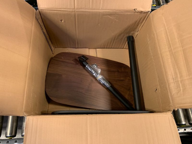 Photo 1 of YLACMALS Modern Minimalist C Shaped Side Table, Wooden Sofa Table with Adjustable Height and Swivel Top, Laptop Table for Living Room, Bedroom, Study and Small Spaces, Walnut Wood