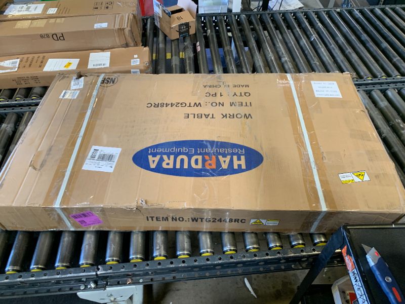 Photo 1 of [FACTORY SEALED]HARDURA Stainless Steel Table 24 x 48 Inches with Wheels Casters NSF Heavy Duty Commercial Prep Table with 2” Backsplash and Adjustable Undershelf for Restaurant Kitchen Home and Hotel[FACTORY SEALED]
