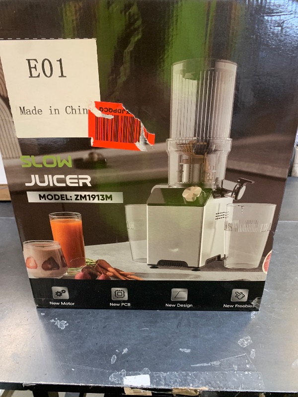 Photo 1 of WHUTO Cold Press Juicer, Wide Feed Chute Juicer Machines, Stainless Steel Slow Masticating Juicers Easy to Clean, Vegetables & Fruits Juice Extractor, High Juice Yield, Platinum Color Knob