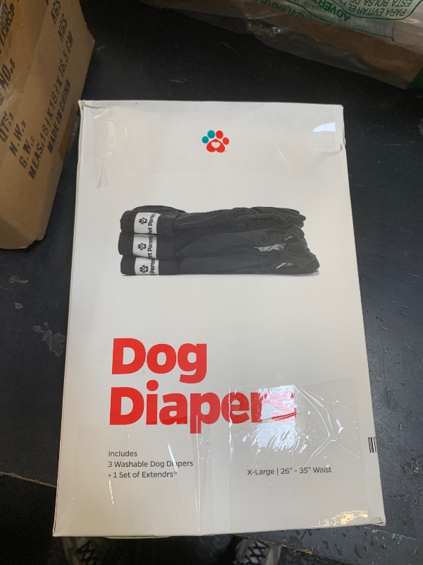Photo 1 of Pet Parents® Washable Dog Diapers (3pack) + Extendrs® of Durable Doggie Diapers, Premium Dog Diapers Female & Male (X-Large, Black)