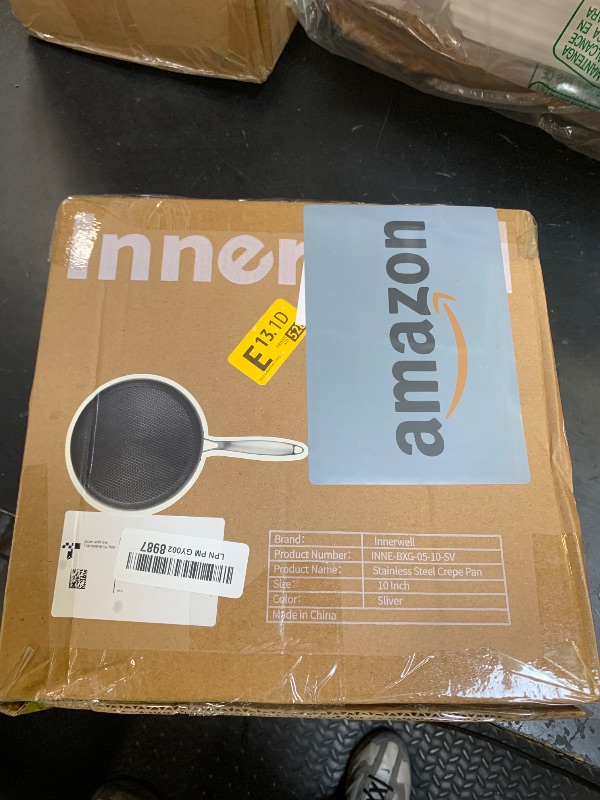 Photo 1 of Innerwell Stainless Steel Crepe Pan - 10 Inch Nonstick Crepe Pan, Stainless Steel Honeycomb Coating Pancake Pan, Non Stick Flat Skillet Tawa Dosa Tortilla Griddle Pan, Induction Compatible, PFOA Free