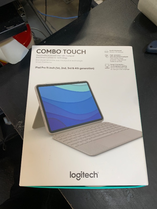 Photo 1 of Logitech Combo Touch iPad Pro 11-inch (1st, 2nd, 3rd, 4th gen - 2018, 2020, 2021, 2022) Keyboard Case - Detachable Backlit Keyboard, Click-Anywhere Trackpad - Sand; USA Layout