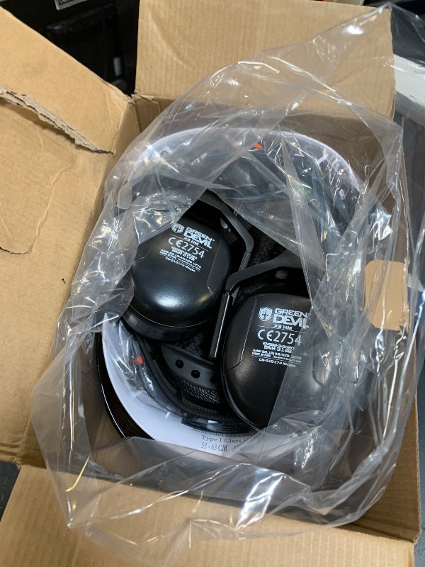 Photo 1 of GREEN DEVIL Hard Hat Safety Helmet with Visor and Ear Muffs Men Women Vented Work Hardhat ANSI Z89.1 Cascos De Construccion for Industrial Construction Forestry