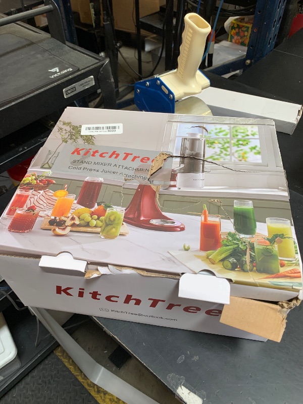Photo 1 of KITCHTREE Masticating Juicer Attachment for KitchenAid Stand Mixer, 4.2" Large Feed Chute Fit Whole Vegetables & Fruits, Slow Cold Press Juicing, Includes 2 * 28oz capacity cups